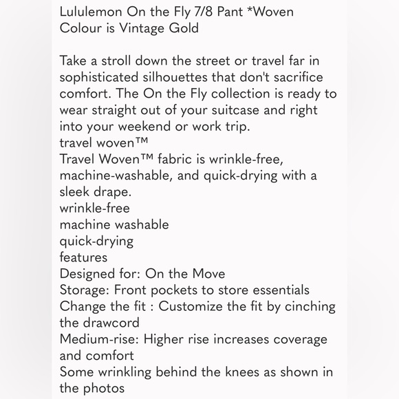 Lululemon On the Fly 7/8 Pant *Woven - Picture 15 of 15
